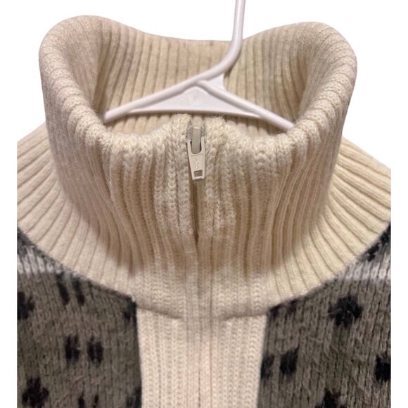 Vintage London Fog Full Zip Acrylic Jacket In Cream/Black W/ Turtleneck Collar - Picture 8 of 9